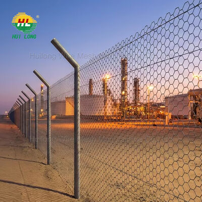 Anti UAV Physical Security Fence Galvanized Woven Wire Mesh And Steel Support Structure For Electrical Substation Protection