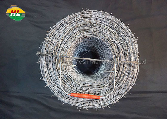 Galvanised Steel 100m Barbed Wire , 1.6mm Reverse Twist Barbed Wire