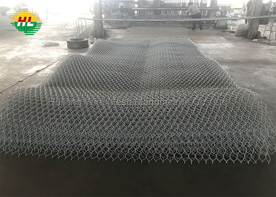 Hexagonal Gabion Box Wire Mesh , Double Twist Gabion Stone Cages ASTM A975