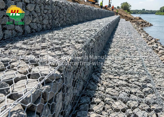 Malla de gaviones galvanisée hexagonale en stock para proyectos ingeniería muro contención taludes triple torsión 2x1x1m